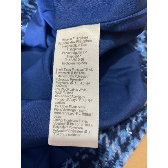 J CREW JACKET 2P BLUE LADY BLAZER CROPPED FALL VINTAGE AUTUMN AESTHETIC PLAID - Picture 7 of 15